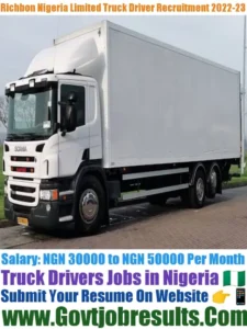 Richbon Nigeria Limited Truck Driver Recruitment 2022-23