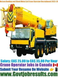 Nelson Roofing and Sheet Metal Ltd Crane Operator Recruitment 2022-23