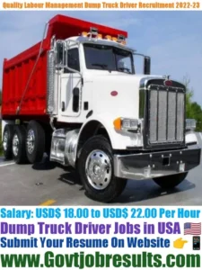 Quality Labor Management Dump Truck Driver Recruitment 2022-23