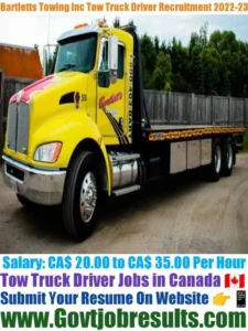 Bartletts Towing Inc Tow Truck Driver Recruitment 2022-23