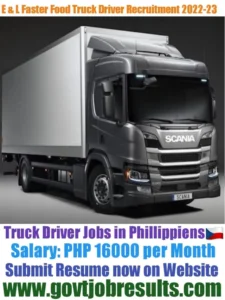 E & L Faster Food HGV Truck Driver Recruitment 2022-23