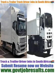 Truck and Trailer Driver jobs in South Africa 2022-23