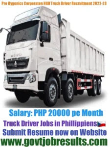 Pro hygienics Corporation HGV Truck Driver Recruitment 2022-23