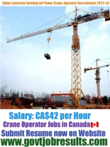 Syber Concrete Tower Crane Operator Recruitment 2022-23