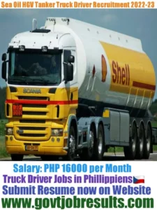 Sea Oil HGV Tanker Truck Driver Recruitment 2022-23
