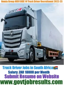 Omina Group CODE 14 Truck Driver Recruitment 2022-23
