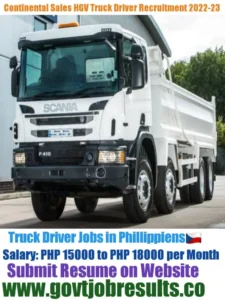 Continental Sales HGV Truck Driver Recruitment 2022-23