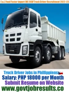 E and L Faster Food Import HGV Truck Driver Recruitment 2022-23
