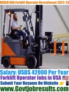 ROSEN USA Forklift Operator Recruitment 2022-23
