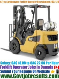 K-Tec Earthmovers Forklift Operator Recruitment 2022-23