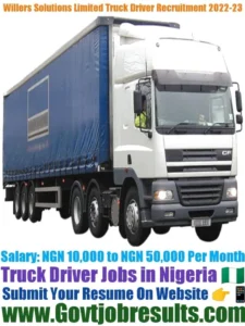 Willers Solutions Limited Truck Driver Recruitment 2022-23