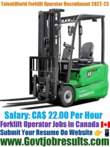 TalentWorld Forklift Operator Recruitment 2022-23