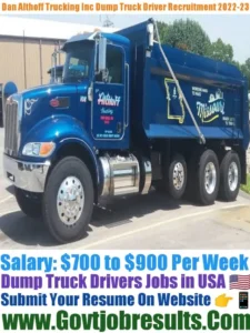 Dan Althoff Trucking Inc Dump Truck Driver Recruitment 2022-23