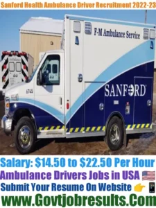 Sanford Health Ambulance Driver Recruitment 2022-23