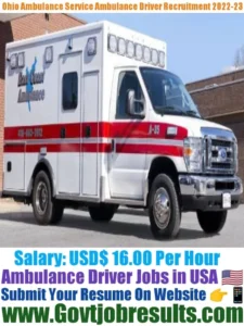 Ohio Ambulance Service Ambulance Driver Recruitment 2022-23