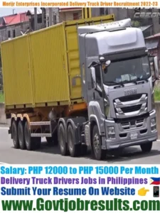 Merijr Enterprises Incorporated Delivery Truck Driver Recruitment 2022-23
