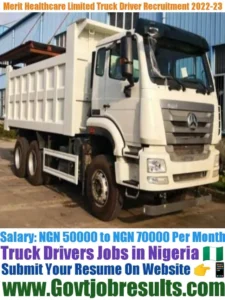 Merit Healthcare Limited Truck Driver Recruitment 2022-23