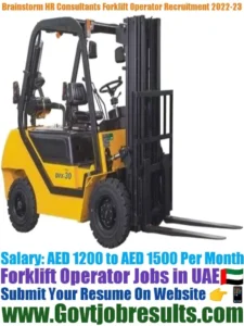 Brainstorm HR Consultants Forklift Operator Recruitment 2022-23