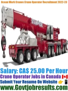Ocean Work Cranes Crane Operator Recruitment 2022-23