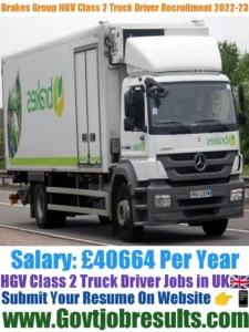 Brakes Group HGV Class 2 Truck Driver Recruitment 2022-23