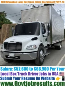 MSI Milwaukee Local Box Truck Driver Recruitment 2022-23
