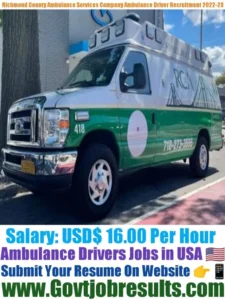 Richmond County Ambulance Services Company Ambulance Driver Recruitment 2022-23