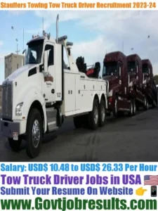 Stauffers Towing Tow Truck Driver Recruitment 2023-24