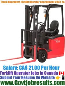 Tamm Recruiters Forklift Operator Recruitment 2023-24