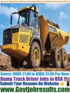 Aycon Inc Demolition and Concrete Company Dump Truck Driver Recruitment 2023-24