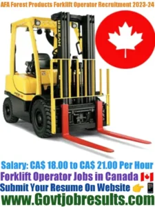 AFA Forest Products Forklift Operator Recruitment 2023-24
