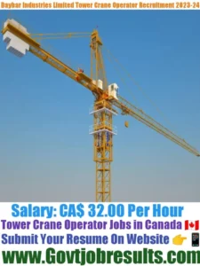 Daybar Industries Limited Tower Crane Operator Recruitment 2023-24