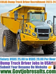 COLAS Dump Truck Driver Recruitment 2023-24