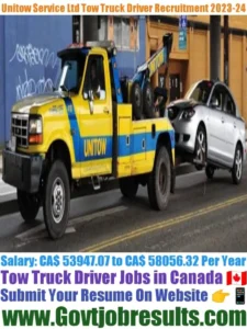 Unitow Service Ltd Tow Truck Driver Recruitment 2023-24