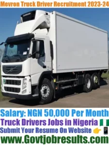 Mevron Company Truck Driver Recruitment 2023-24
