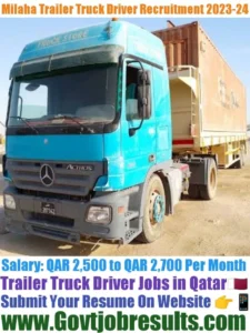 Milaha Trailer Truck Driver Recruitment 2023-24