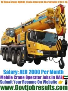 Al Rama Group Mobile Crane Operator Recruitment 2023-24