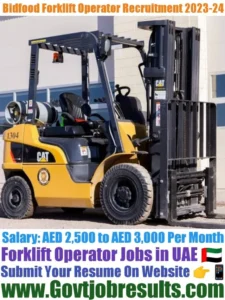 Bidfood Forklift Operator Recruitment 2023-24