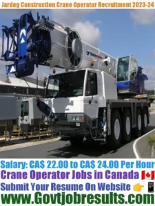Jardeg Construction Crane Operator Recruitment 2023-24