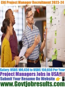 Citi Project Manager Recruitment 2023-24