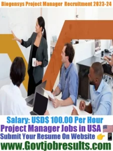 Biogensys Project Manager Recruitment 2023-24