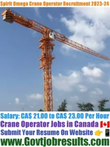 Spirit Omega Crane Operator Recruitment 2023-24