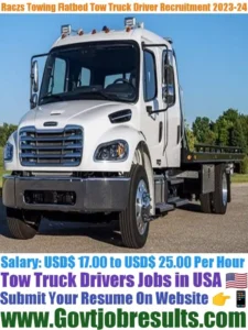 Raczs Towing Flatbed Tow Truck Driver Recruitment 2023-24