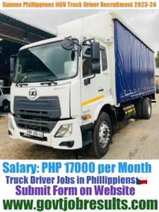 Sunnex Phillippiens HGV Truck Driver Recruitment 2023-2024