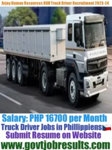 Arjoy Human Resources HGV Truck Driver Recruitment 2023-2024