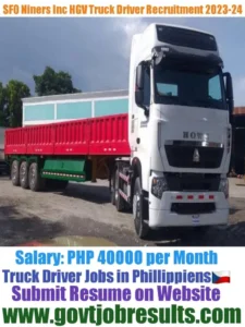 SFO Niners INC HGV Truck Driver Recruitment 2023-2024