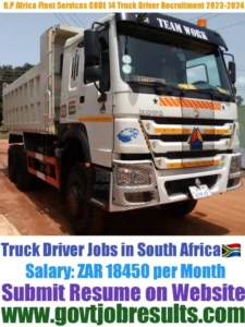 RP Africa Fleet Service CODE 14 Truck Driver Recruitment 2023-2024
