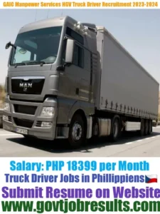 GAIC Manpower Services HGV Truck Driver Recruitment 2023-2024