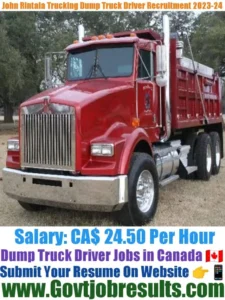 John Rintala Trucking Dump Truck Driver Recruitment 2023-24