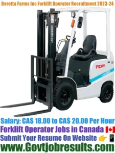 Beretta Farms Inc Forklift Operator Recruitment 2023-24