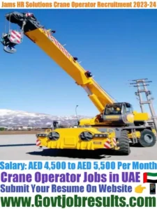 Jams HR Solutions Crane Operator Recruitment 2023-24
